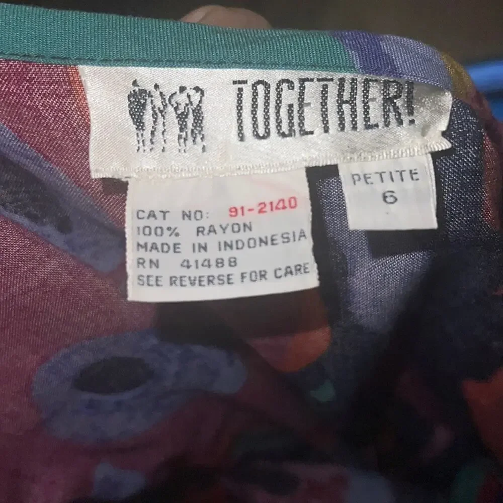 VNTG TOGETHER bright pattern midi dress 6 - Picture 2 of 5